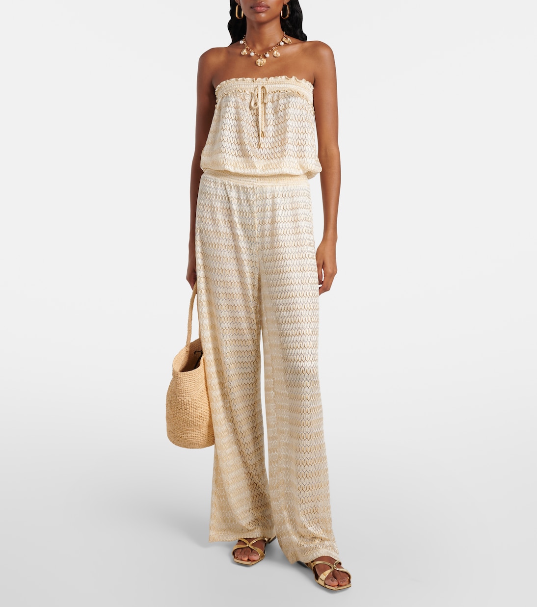 Viv knitted strapless lamé jumpsuit | Melissa Odabash