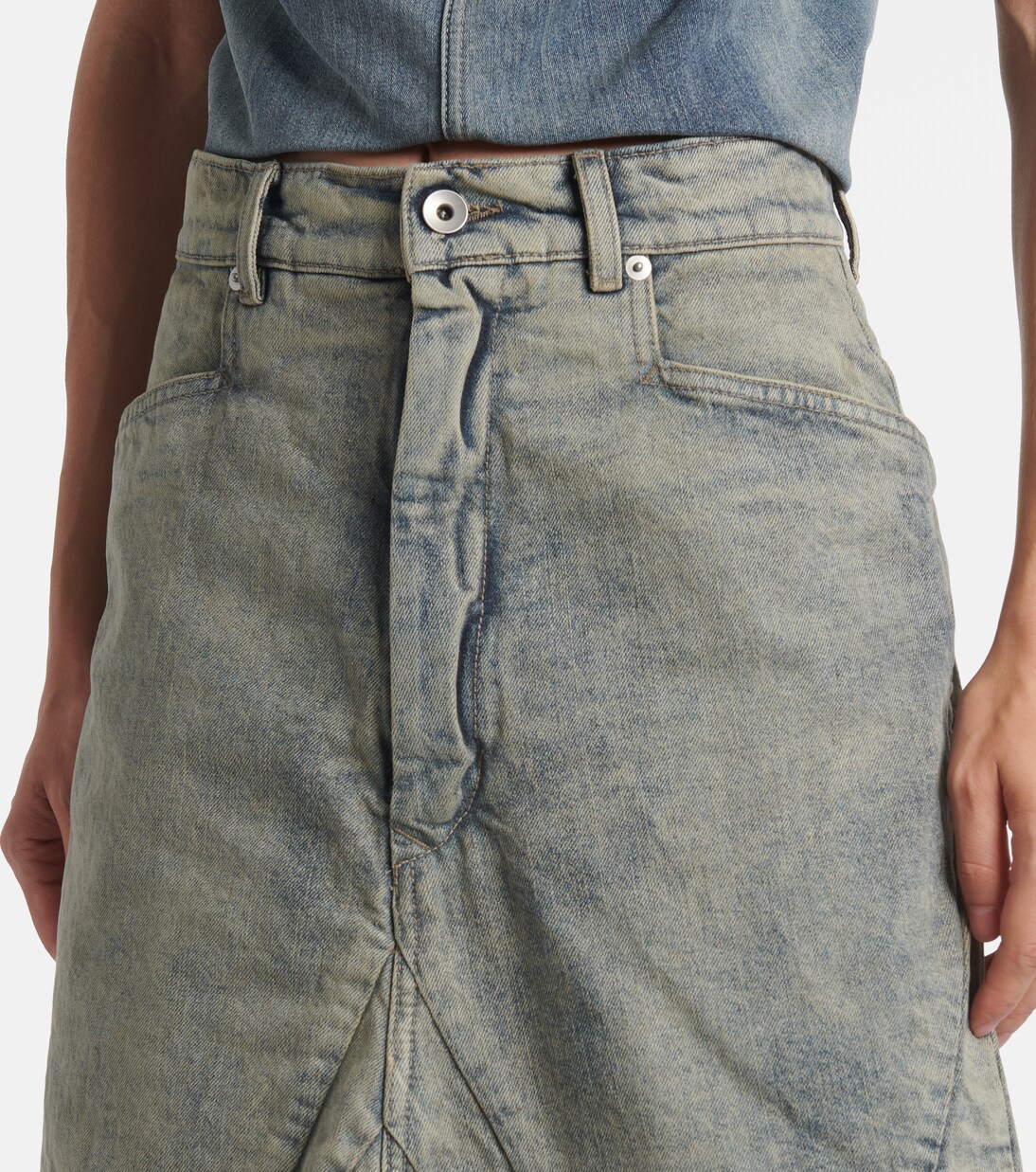 Distressed denim maxi skirt | Rick Owens