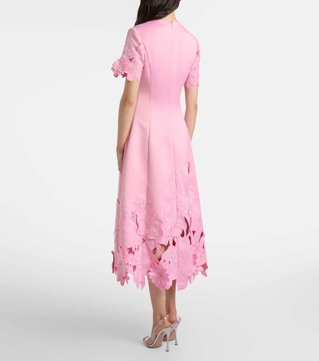 Floral-appliqué embroidered cocktail dress | Leo Lin