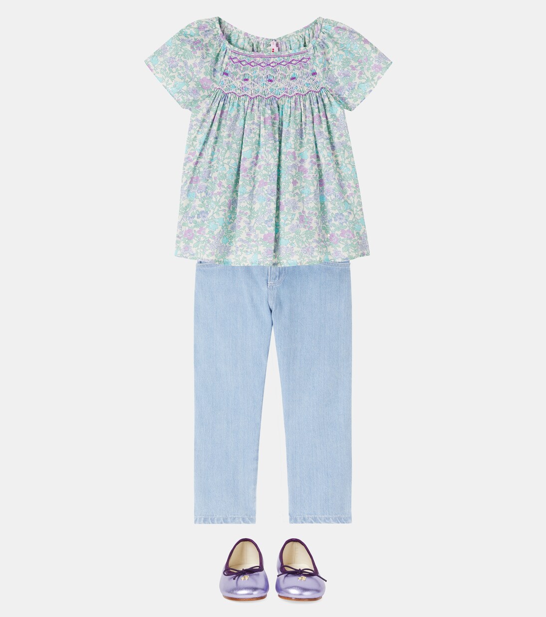 Grenade floral smocked cotton top | Bonpoint