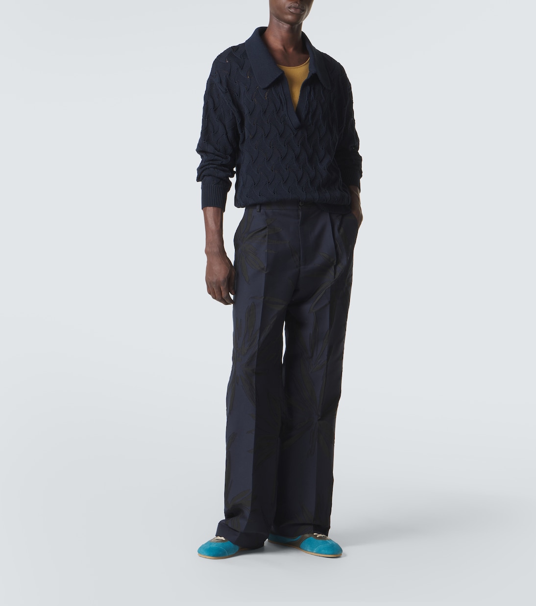 Floral cotton-blend straight pants | Dries Van Noten