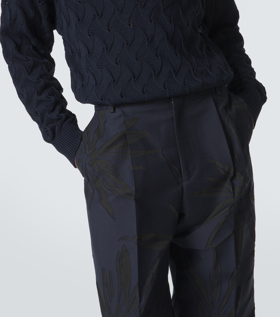 Floral cotton-blend straight pants | Dries Van Noten