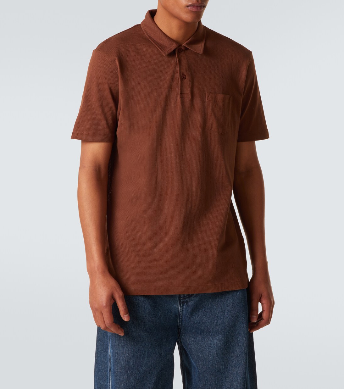 Riviera cotton mesh polo shirt | Sunspel
