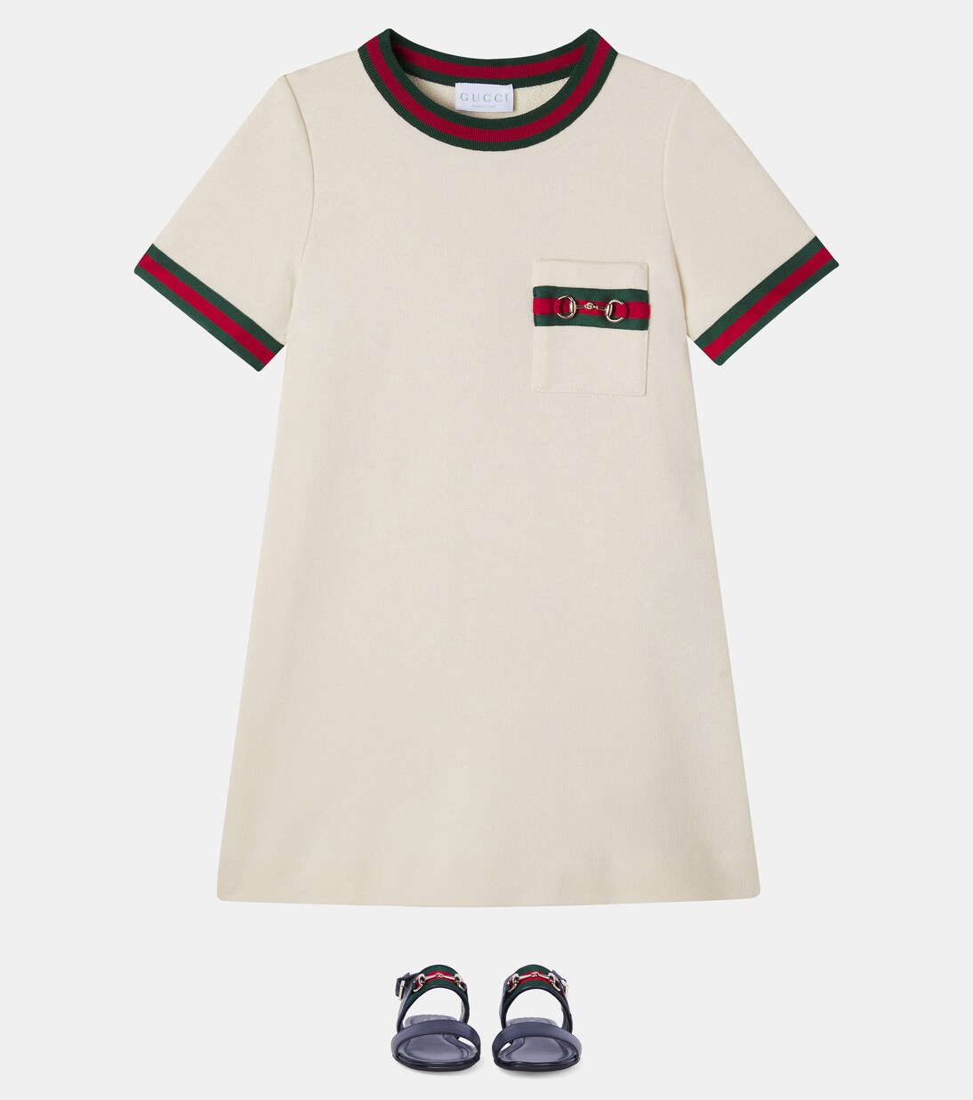 Vestido de algodón con Web y Horsebit | Gucci Kids