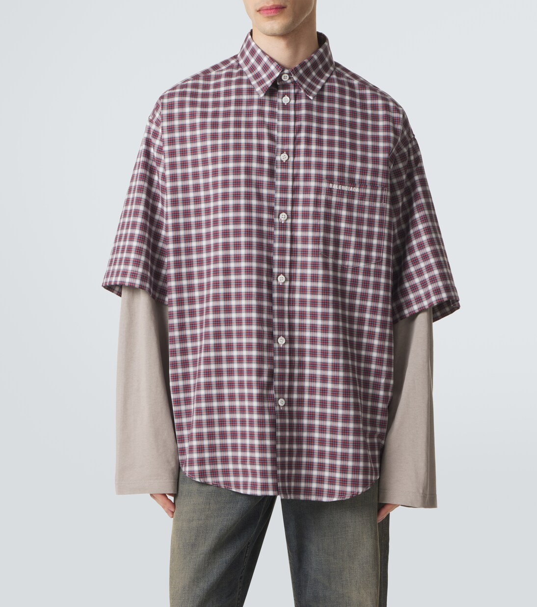 Layered checked cotton shirt | Balenciaga