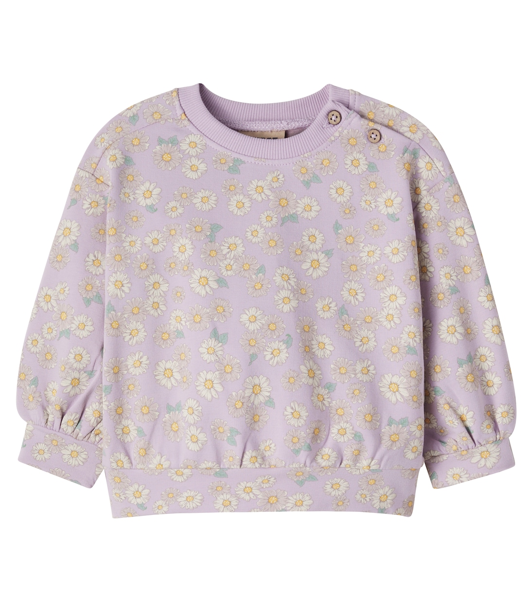 Baby floral cotton jersey sweatshirt | Wheat