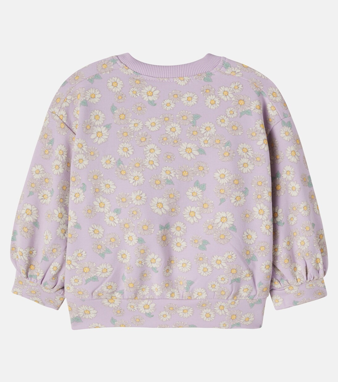 Baby floral cotton jersey sweatshirt | Wheat