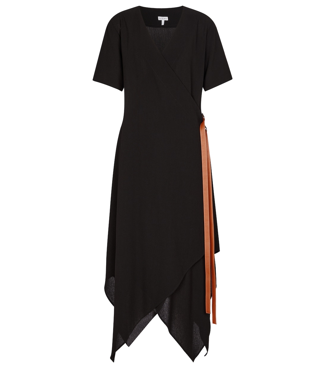 Belted wool crêpe midi dress | Loewe