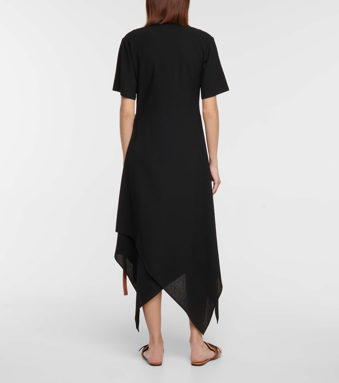 Belted wool crêpe midi dress | Loewe