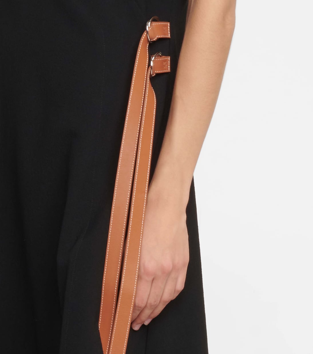 Belted wool crêpe midi dress | Loewe