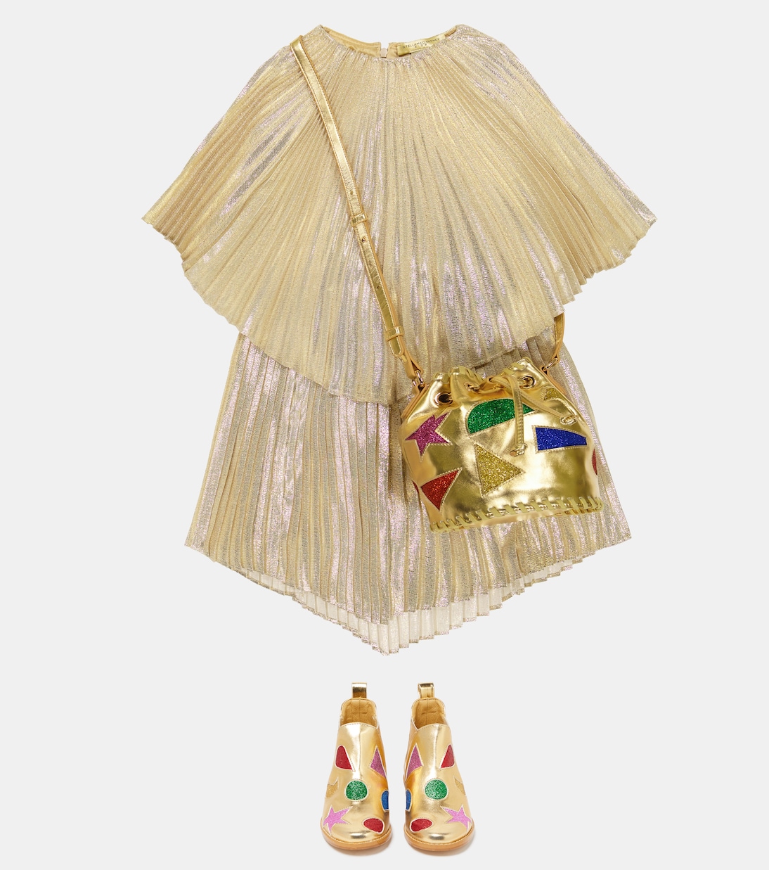 Pleated silk-blend lamé mini dress | Stella McCartney Kids