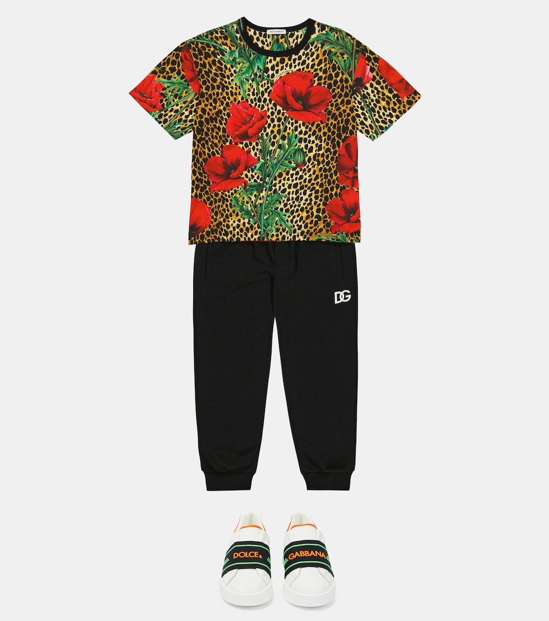 T-shirt en coton à fleurs | Dolce&Gabbana Kids