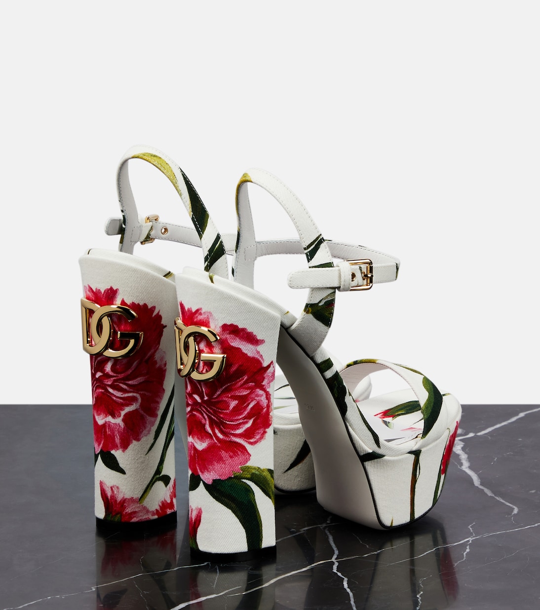 Keira floral platform sandals in black - Dolce Gabbana