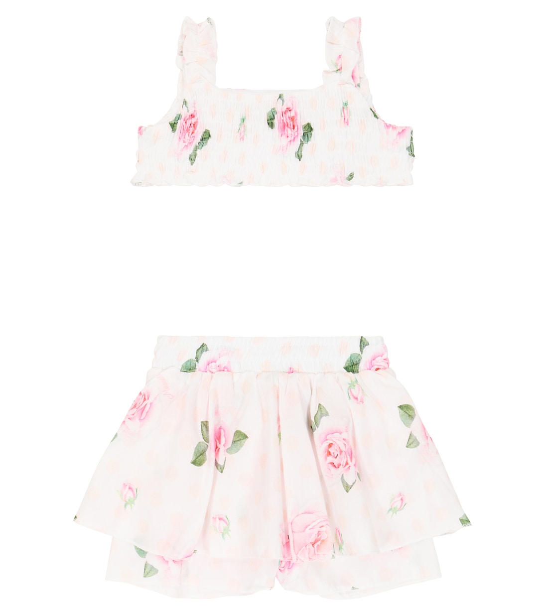 Baby floral cotton top and shorts set | Monnalisa