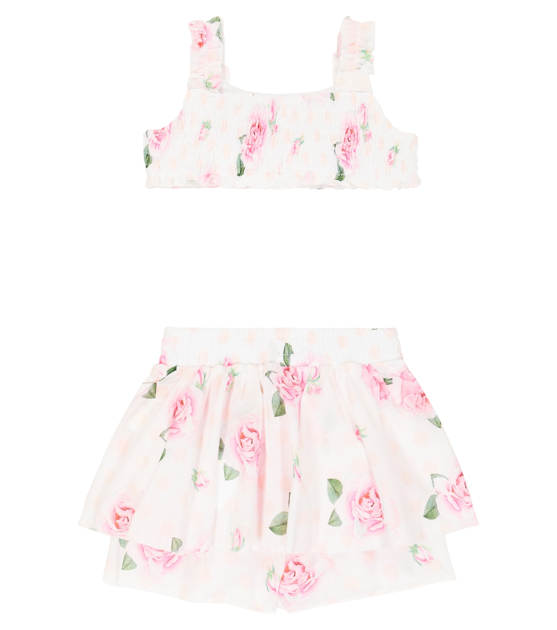 Baby floral cotton top and shorts set | Monnalisa