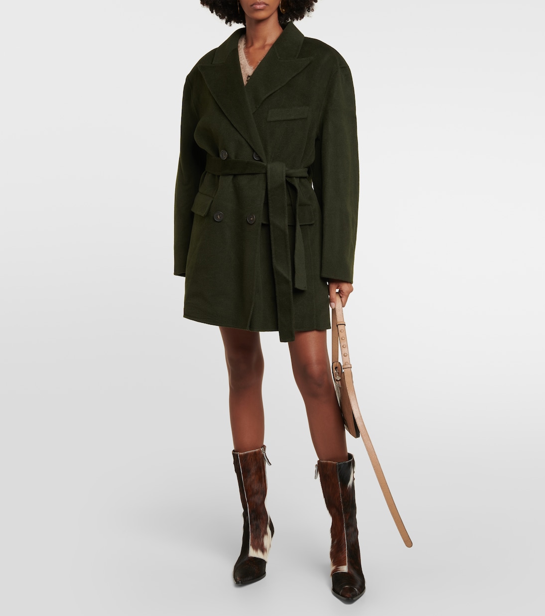 Belted double-breasted wool coat | Acne Studios