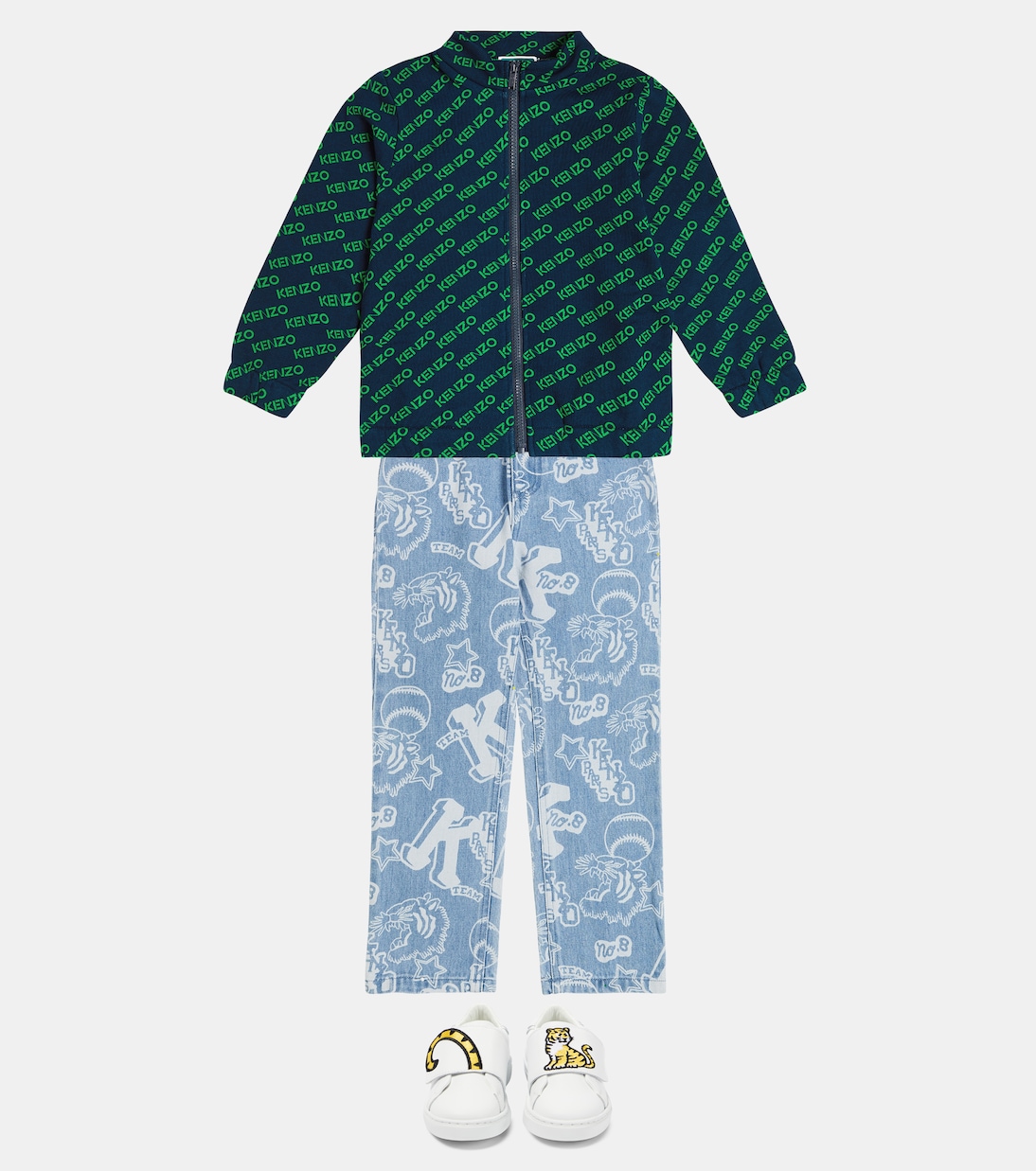 Felpa in cotone con zip e logo | Kenzo Kids