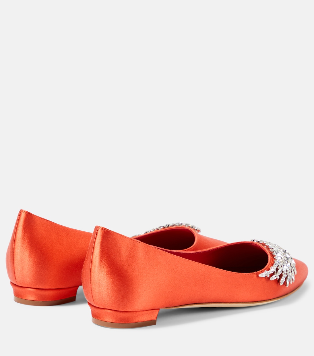 Pluma embellished satin ballet flats | Manolo Blahnik