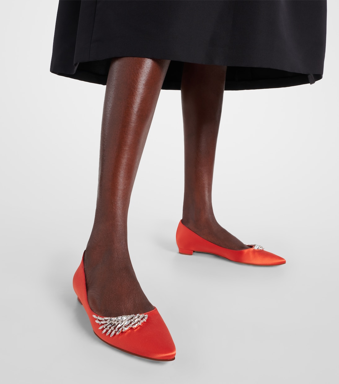 Pluma embellished satin ballet flats | Manolo Blahnik