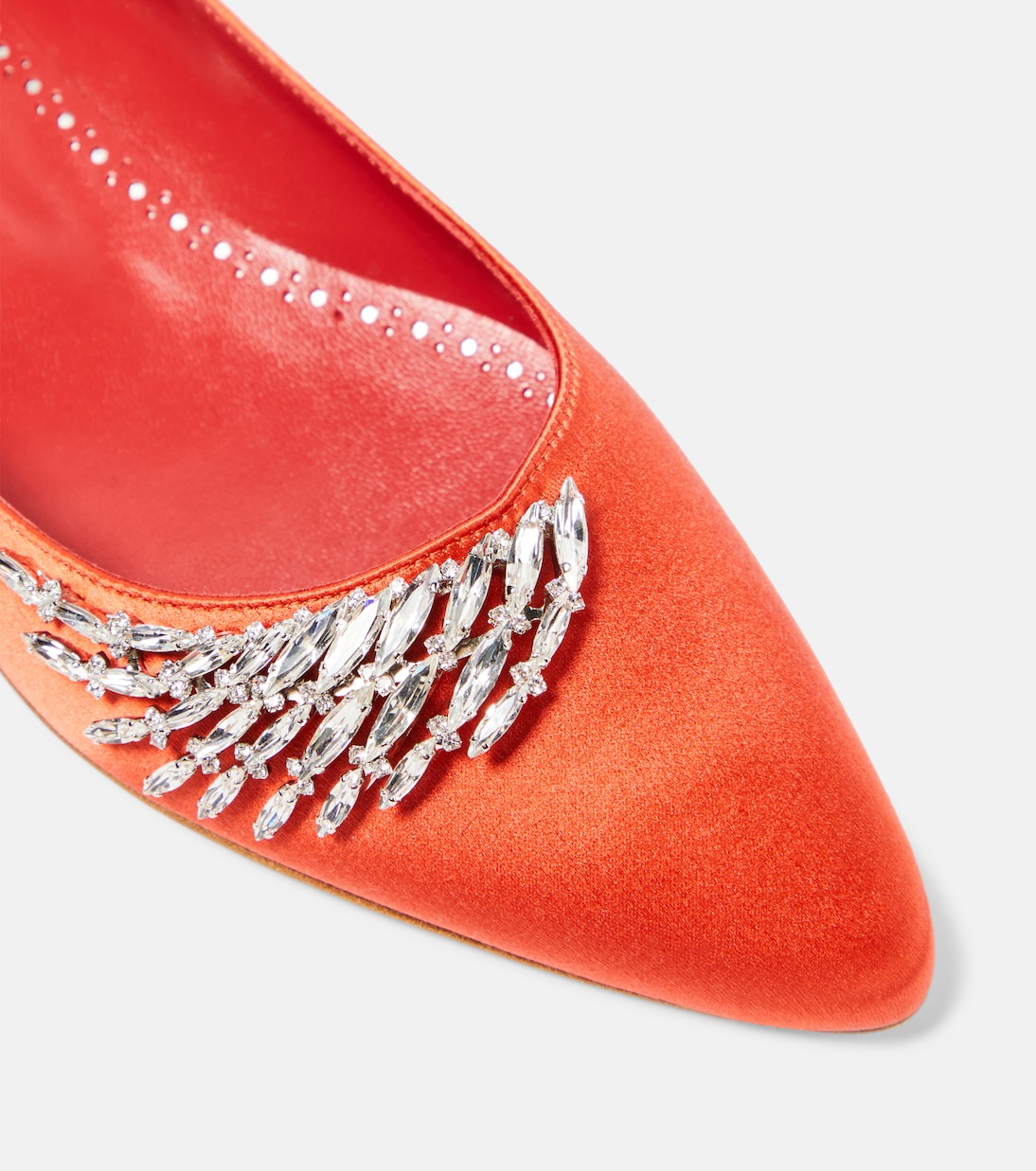 Pluma embellished satin ballet flats | Manolo Blahnik