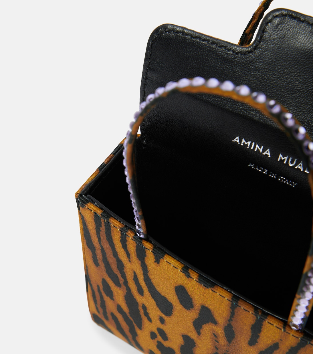 Borsa Superamini in raso con stampa | Amina Muaddi