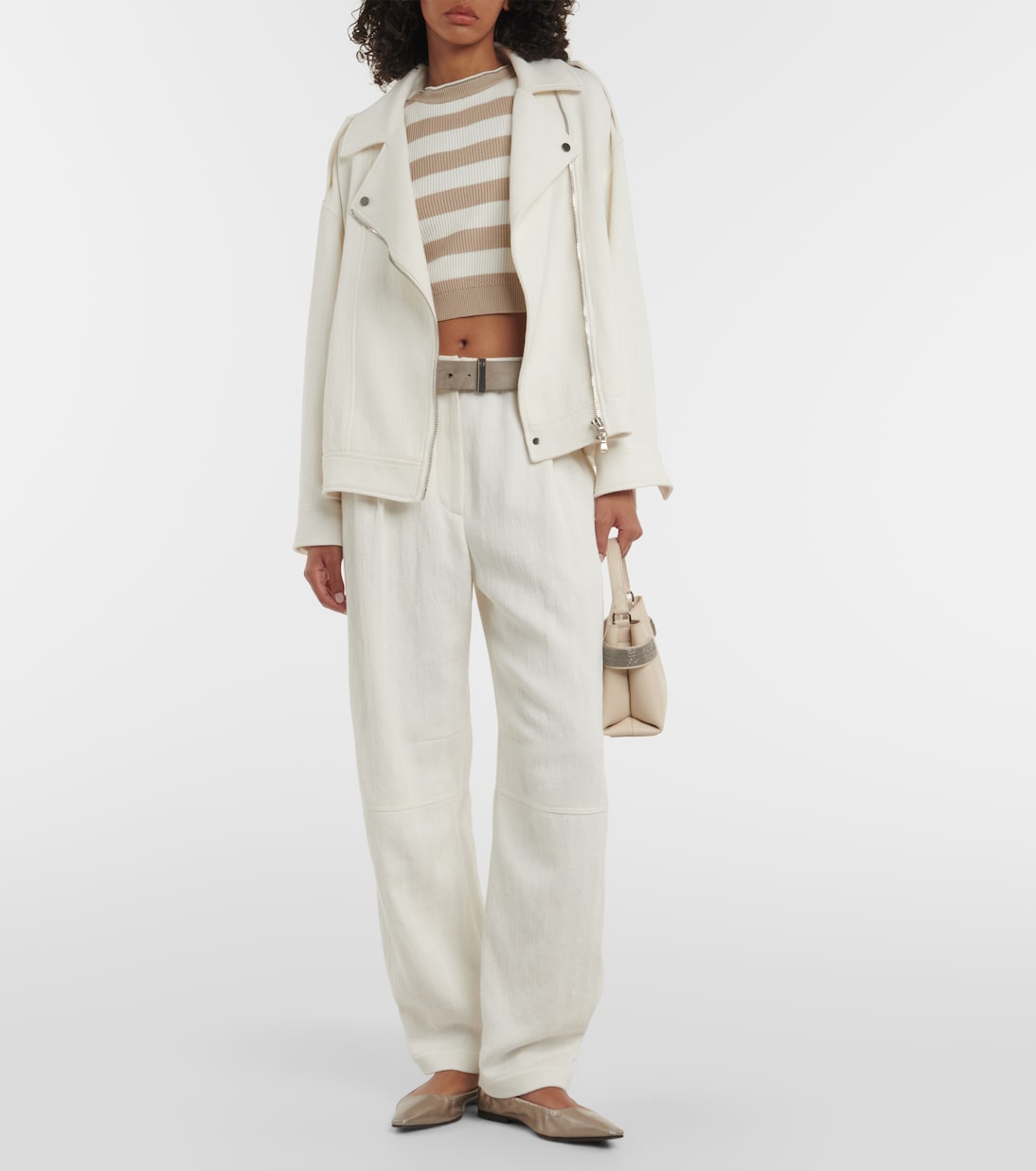 Pantaloni regular in cotone e lino | Brunello Cucinelli