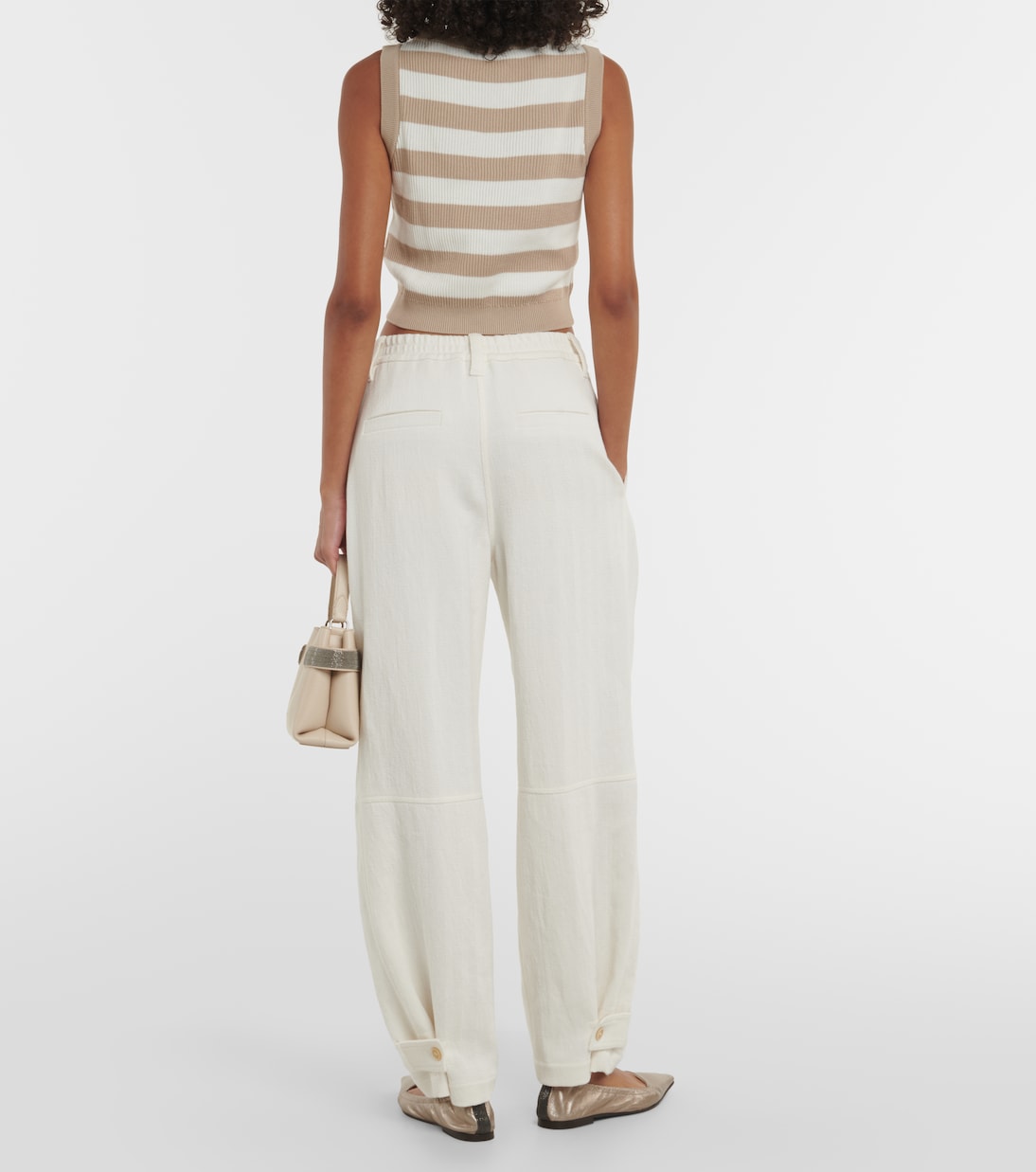 Pantaloni regular in cotone e lino | Brunello Cucinelli