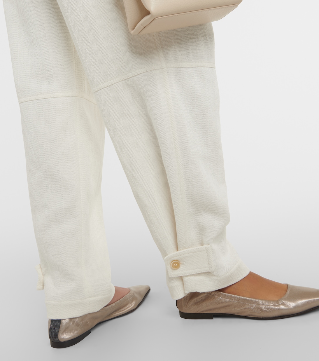 Pantaloni regular in cotone e lino | Brunello Cucinelli