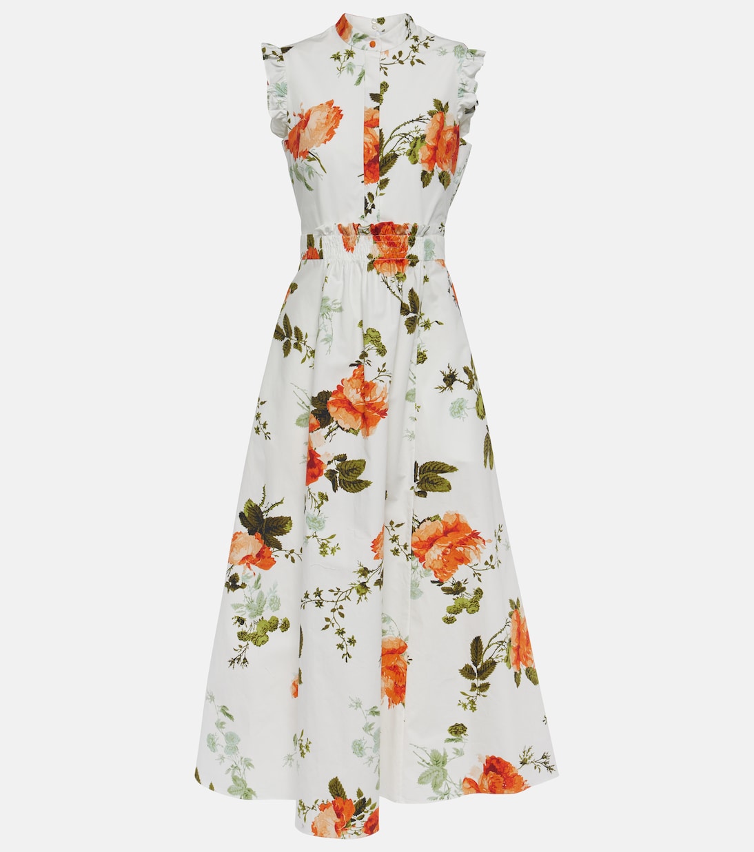 Floral cotton poplin midi dress | Erdem