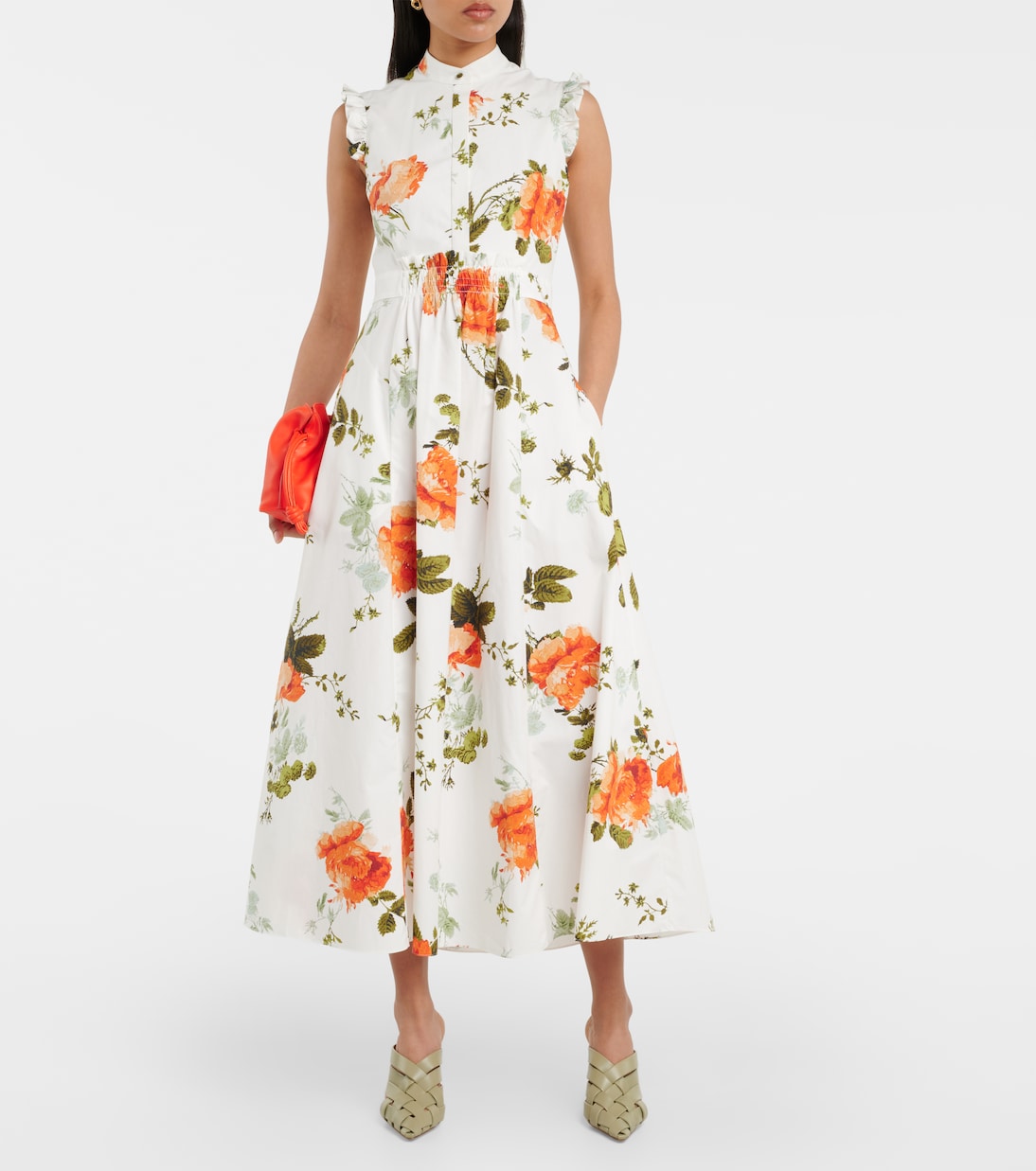 Floral cotton poplin midi dress | Erdem