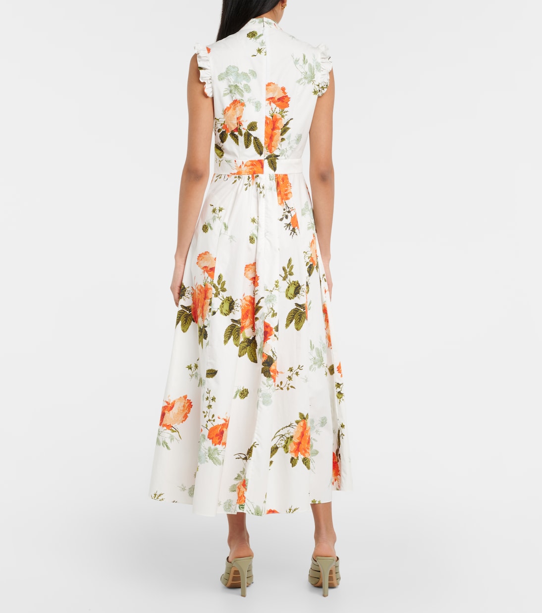 Floral cotton poplin midi dress | Erdem