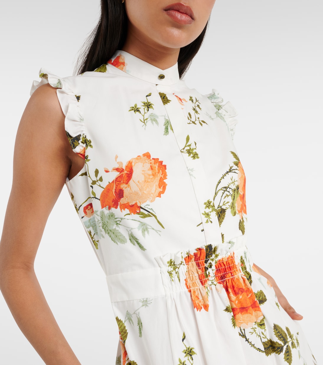 Floral cotton poplin midi dress | Erdem
