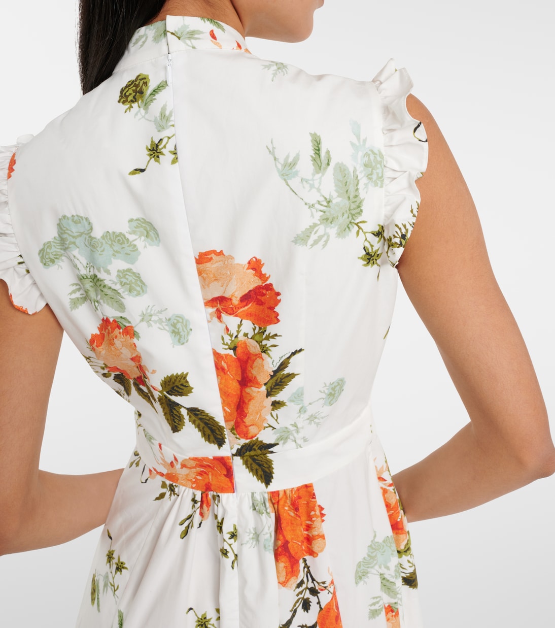 Floral cotton poplin midi dress | Erdem