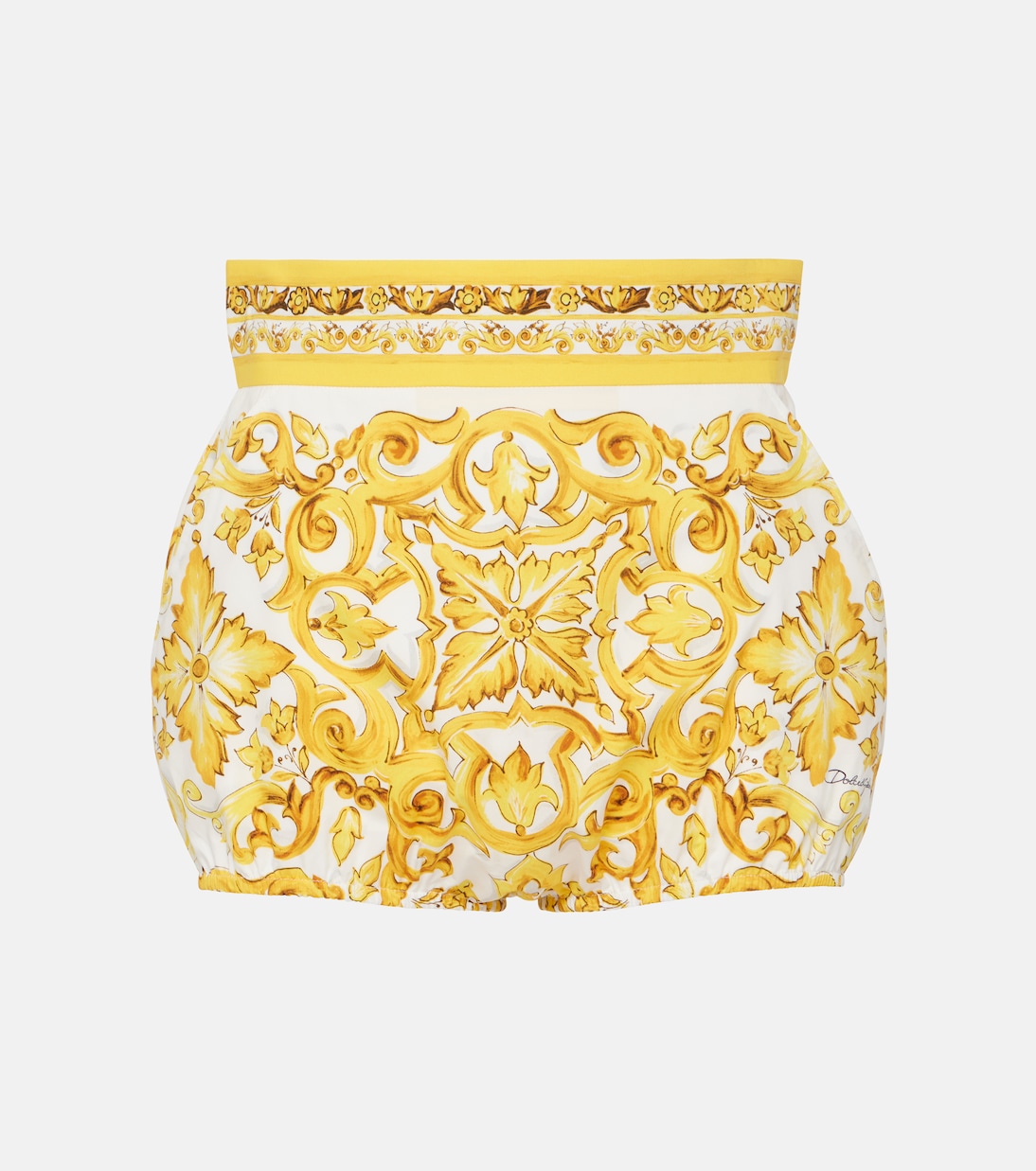 Shorts Majolica in cotone a vita alta | Dolce&Gabbana