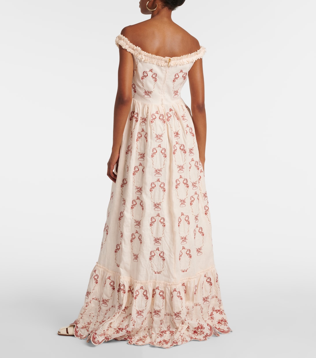 Besticktes Maxikleid Achiote Florero aus Leinen | Agua by Agua Bendita