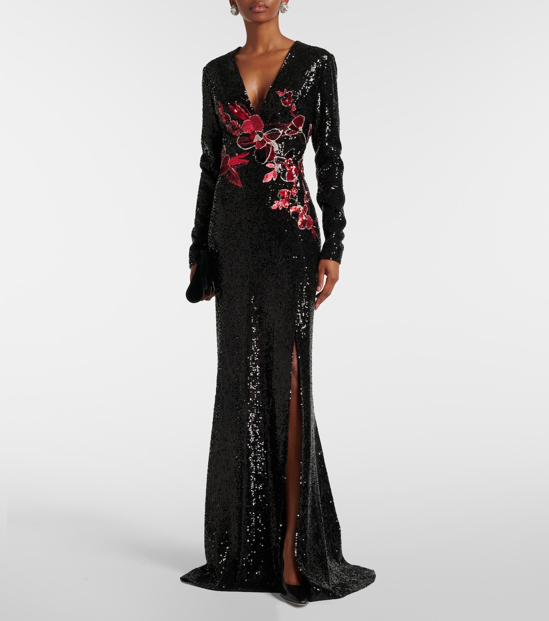 Abito lungo con paillettes e cut-out | Elie Saab