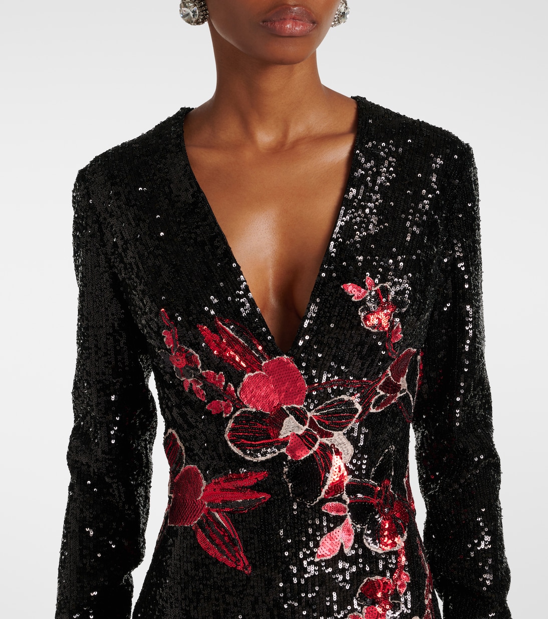 Abito lungo con paillettes e cut-out | Elie Saab