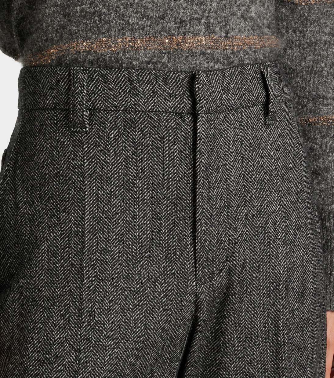 Pantaloni a gamba larga in misto lana | Brunello Cucinelli