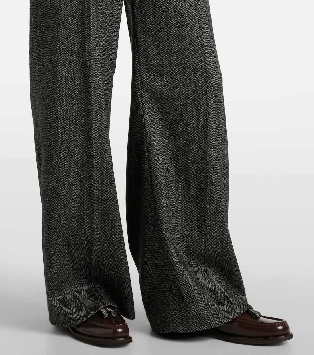 Pantaloni a gamba larga in misto lana | Brunello Cucinelli