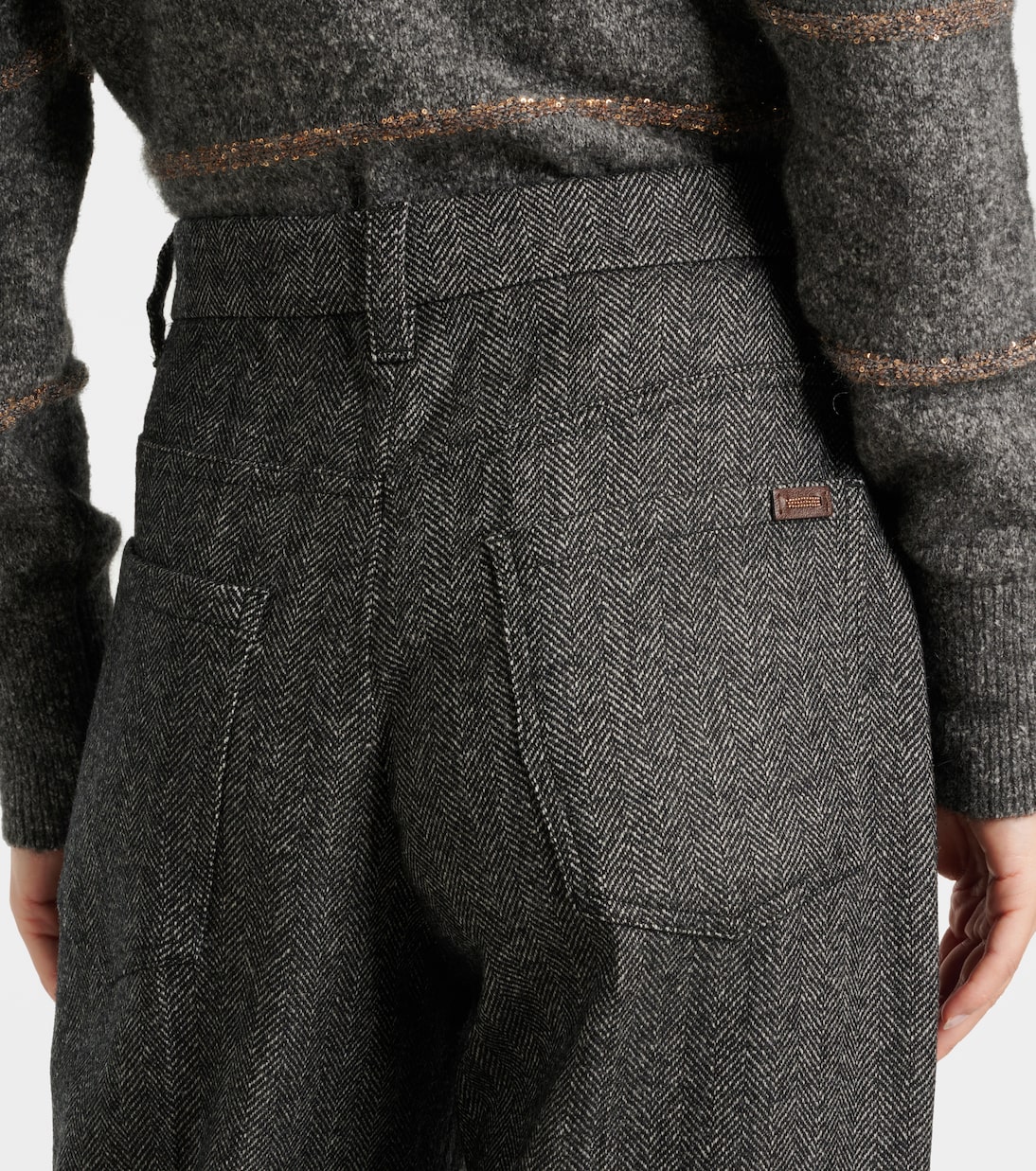 Pantaloni a gamba larga in misto lana | Brunello Cucinelli