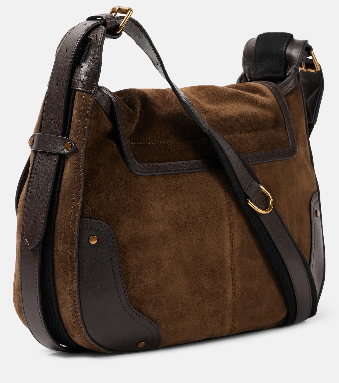 Sierra leather-trimmed suede shoulder bag | Isabel Marant