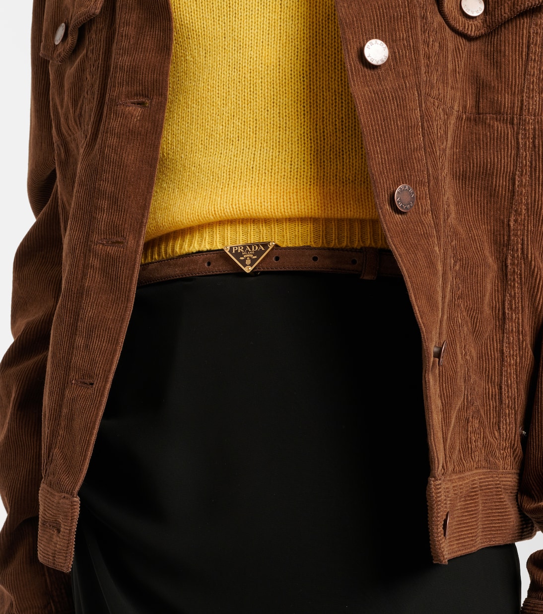 Ceinture en daim à logo | Prada