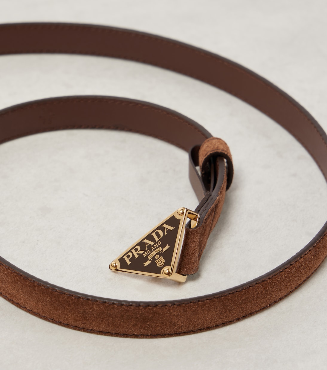 Ceinture en daim à logo | Prada
