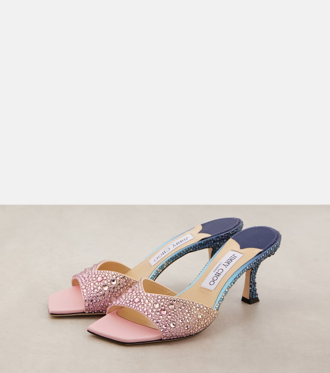 JIMMY CHOO Skye 70: Sandali in raso decorati per giovani trendy