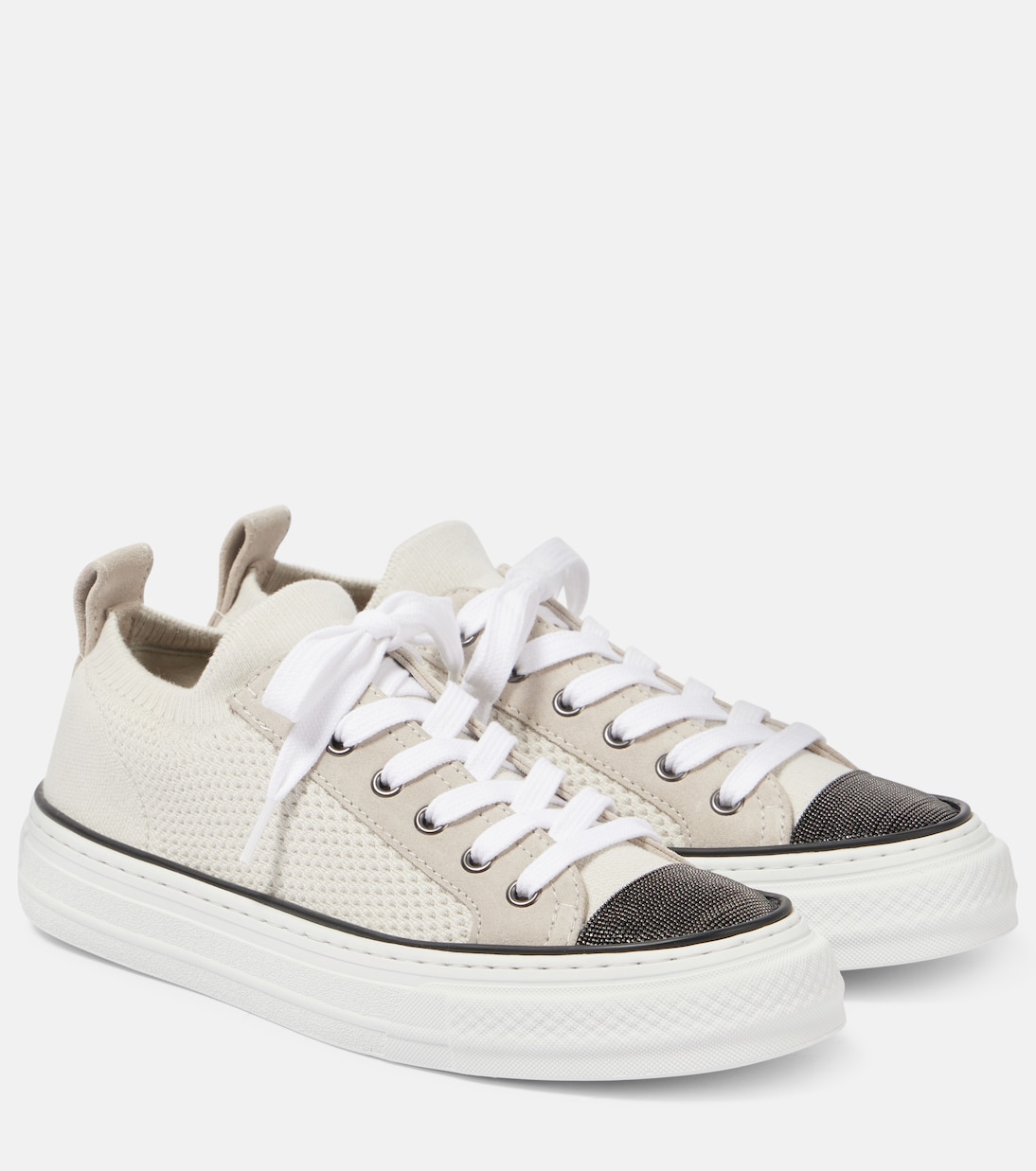 Slip-on Kate in maglia con suede | Brunello Cucinelli