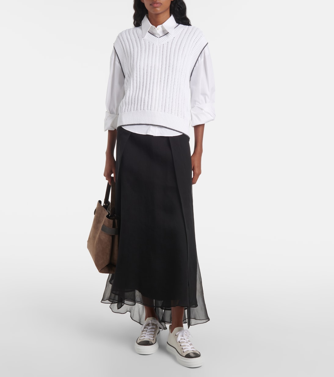 Slip-on Kate in maglia con suede | Brunello Cucinelli