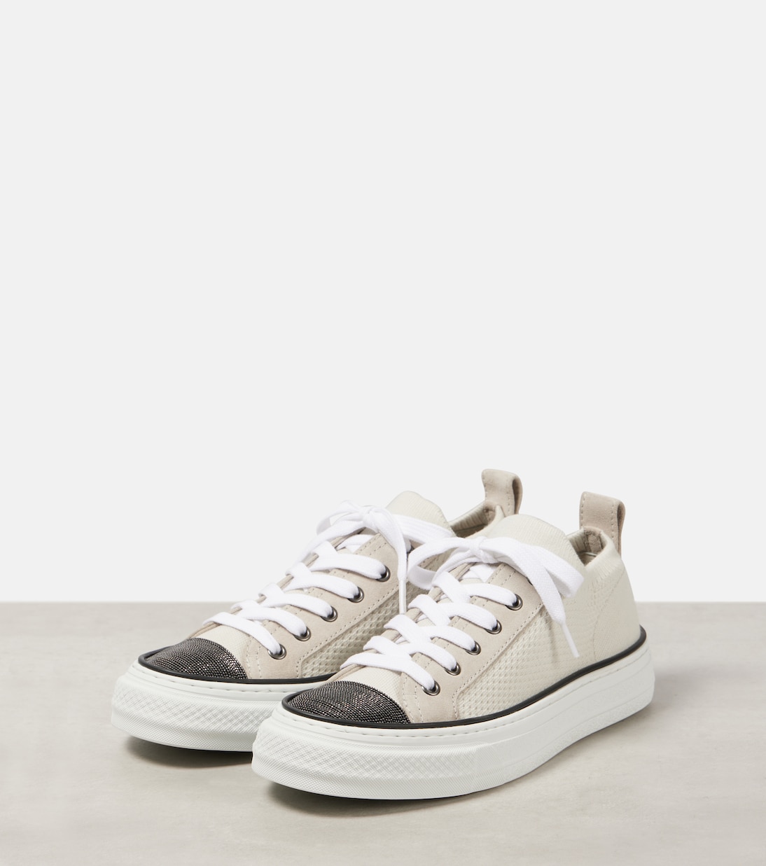 Slip-on Kate in maglia con suede | Brunello Cucinelli