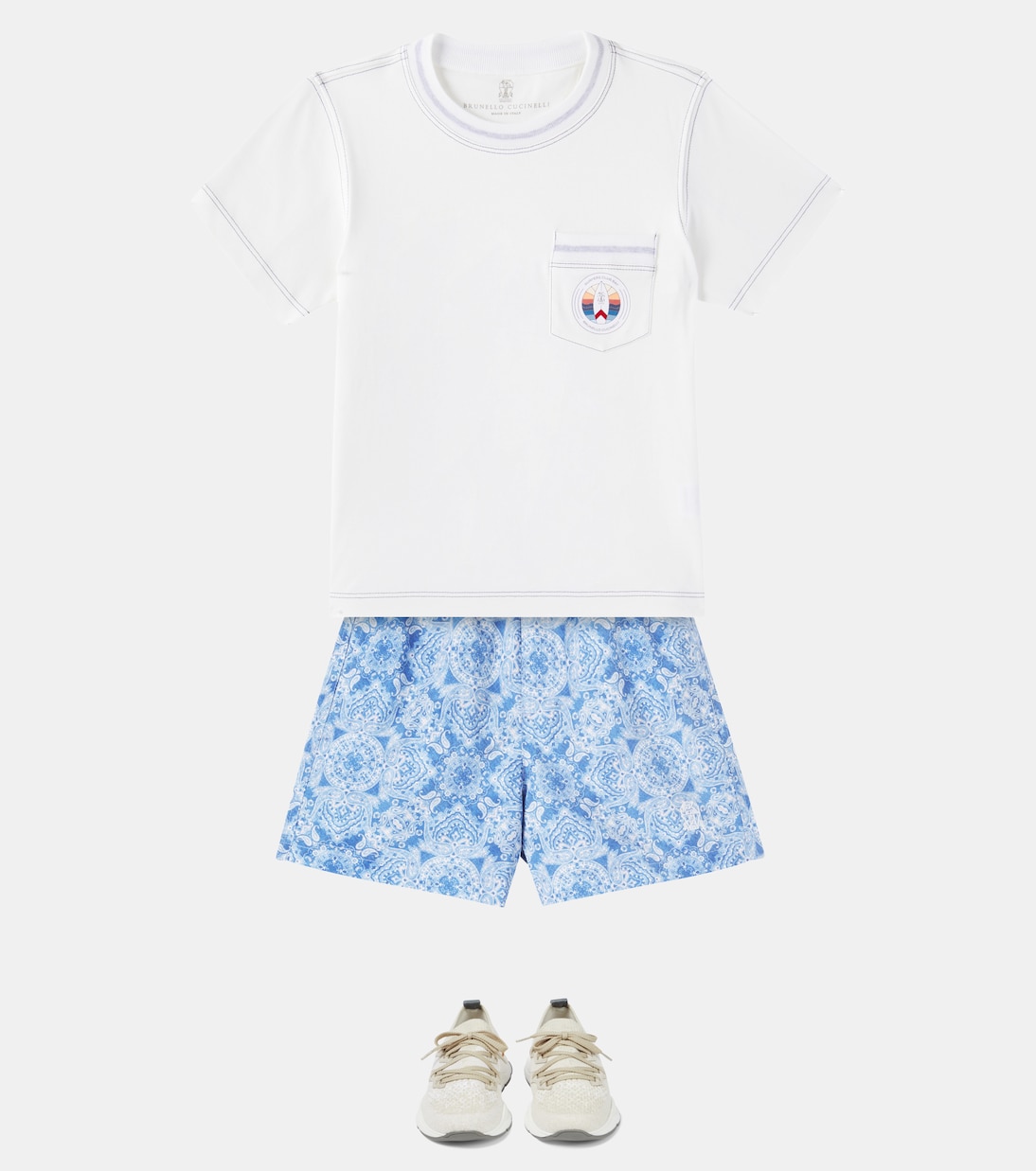 Paisley printed swim trunks | Brunello Cucinelli Kids