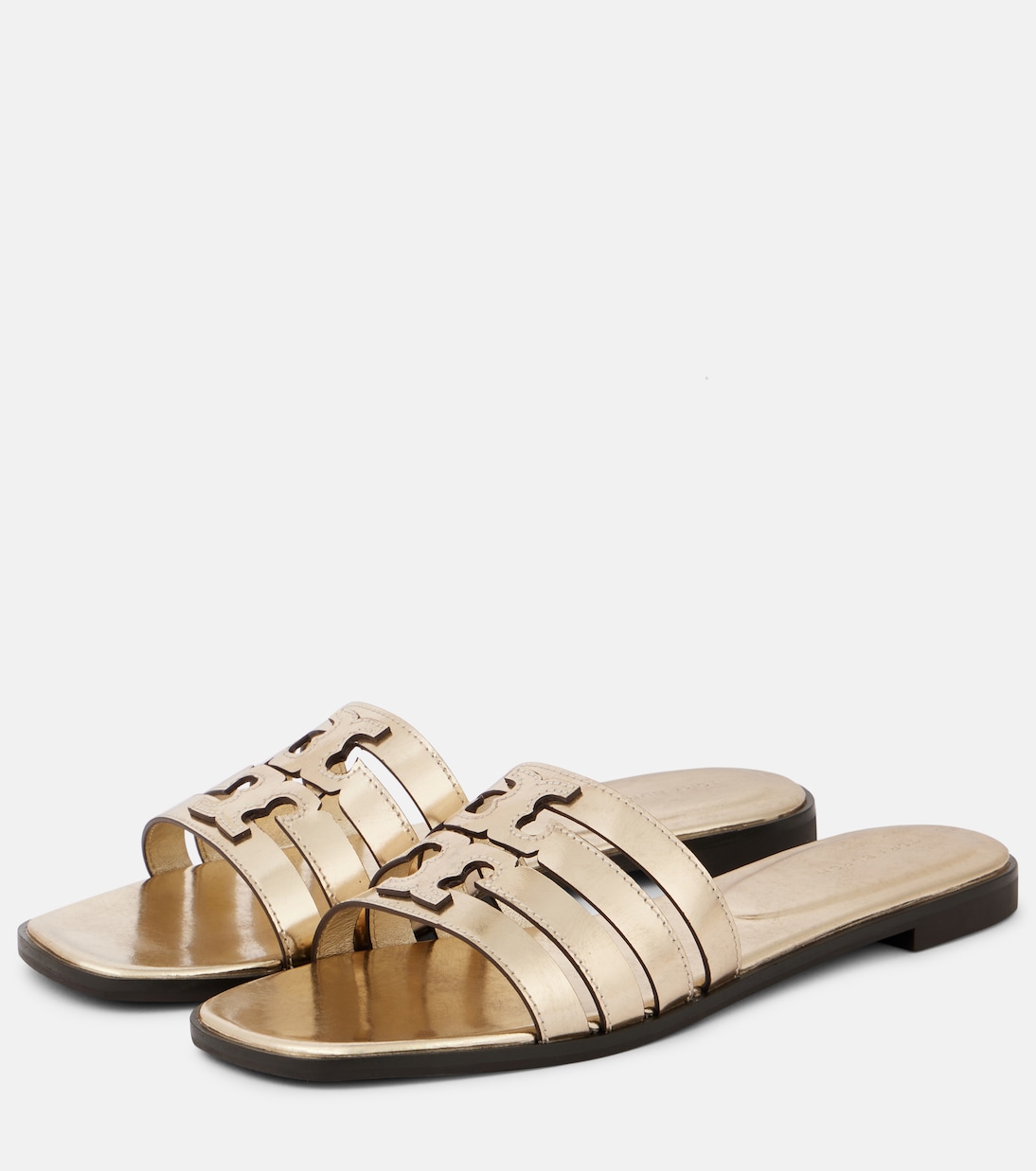 Ines metallic leather slides | Tory Burch