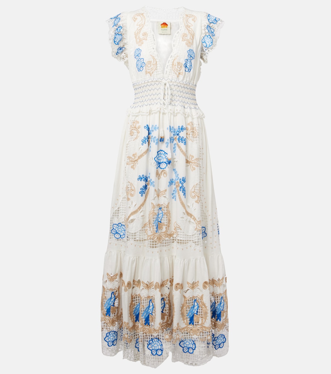 Besticktes Maxikleid aus einem Leinengemisch | Farm Rio